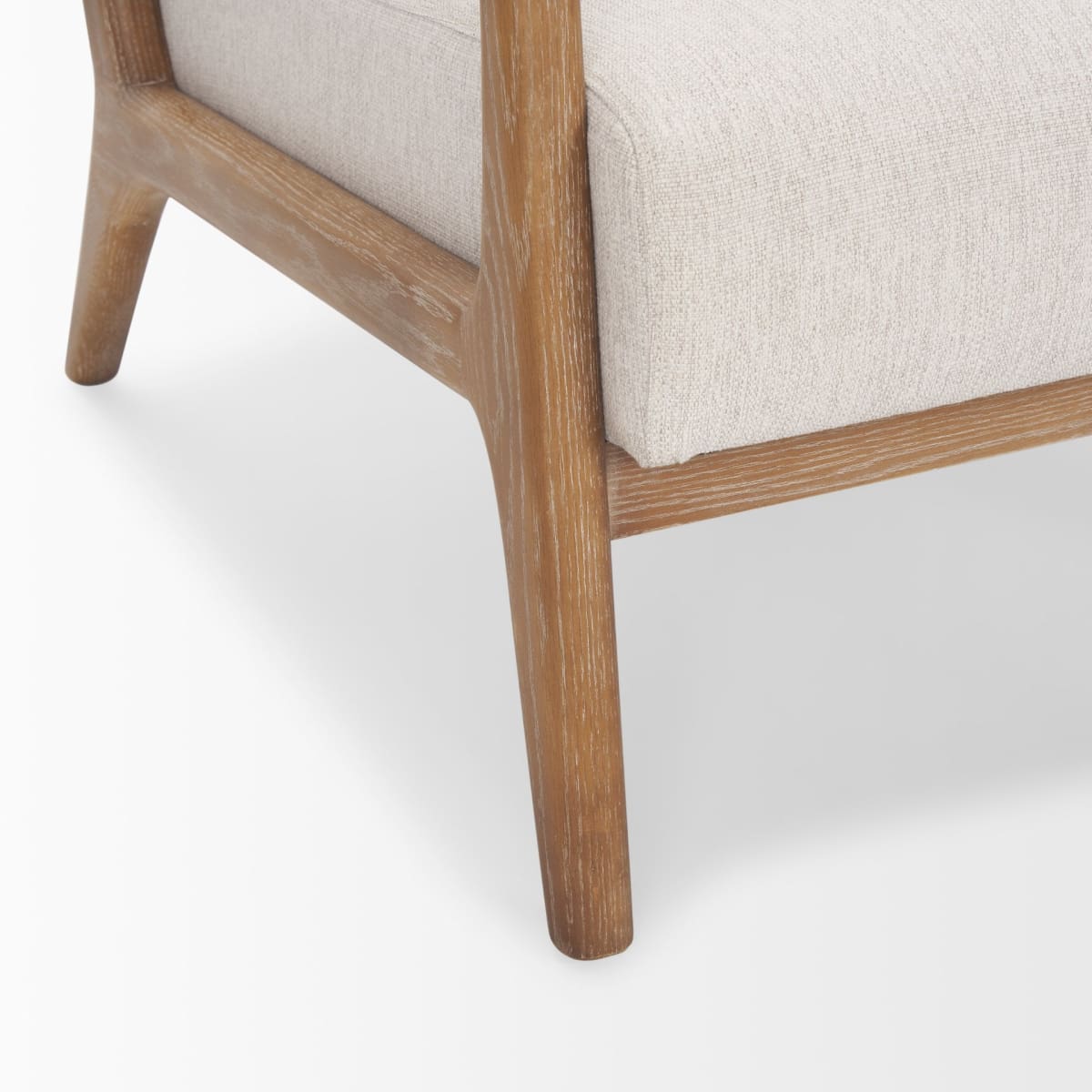 Cashel Upholstered Accent Chair Light Brown Wood | Beige Fabric - accent-chairs