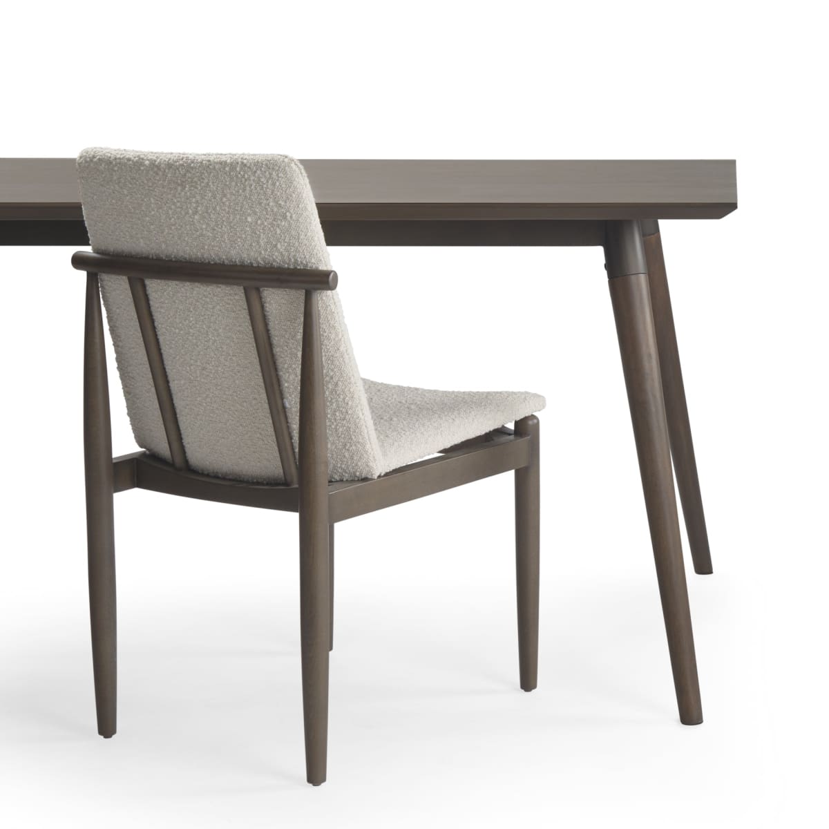 Cavett Dining Chair Cream Bouclé Fabric | Dark Brown Wood - dining-chairs