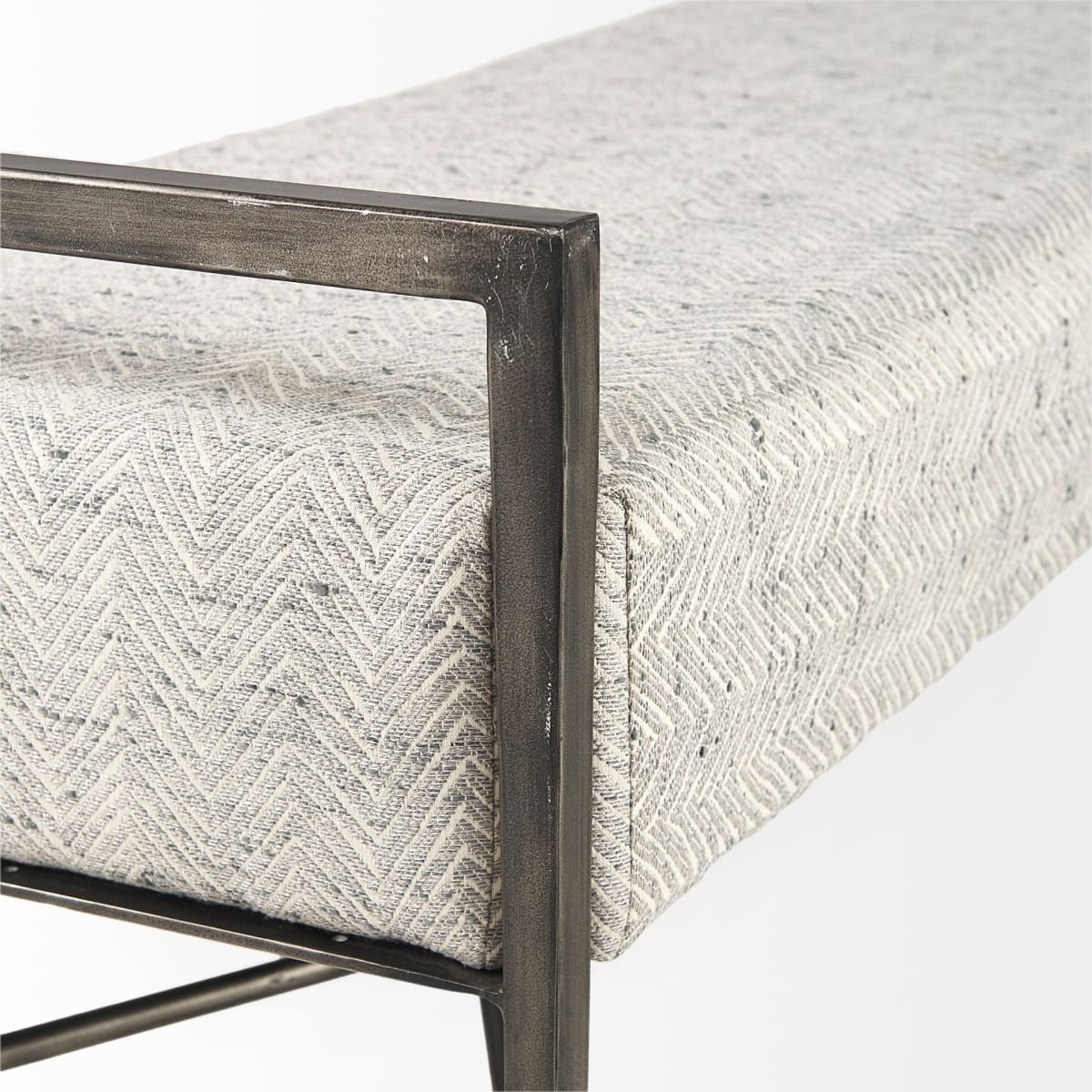 Charlotte Bench Grey Herringbone | Antiqued Nickel - benches