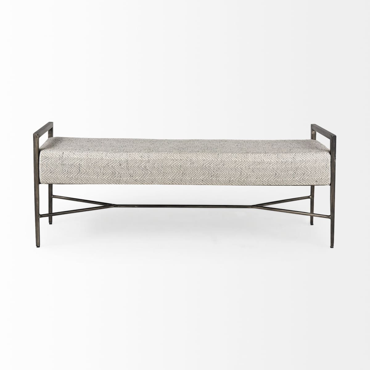 Charlotte Bench Grey Herringbone | Antiqued Nickel - benches