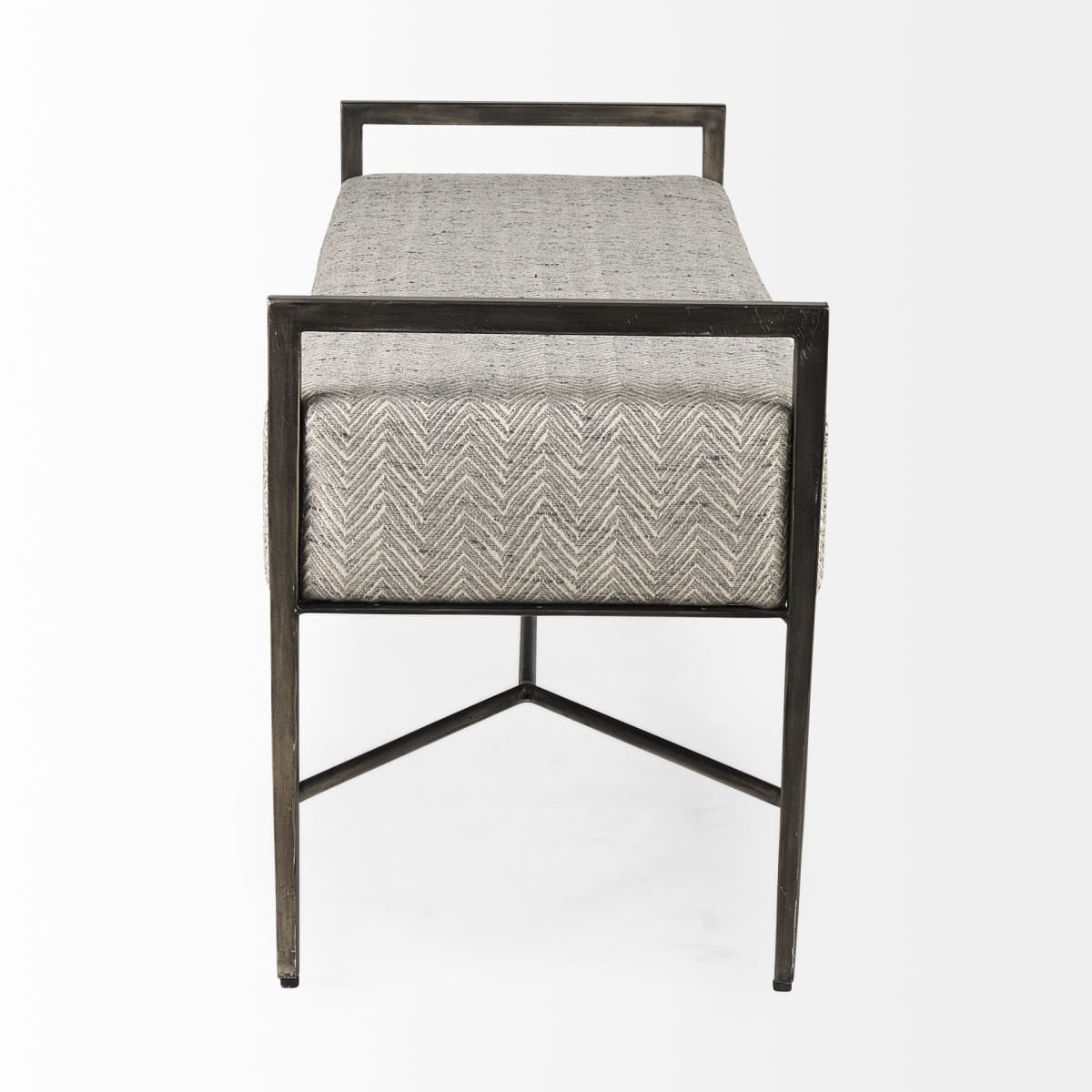 Charlotte Bench Grey Herringbone | Antiqued Nickel - benches