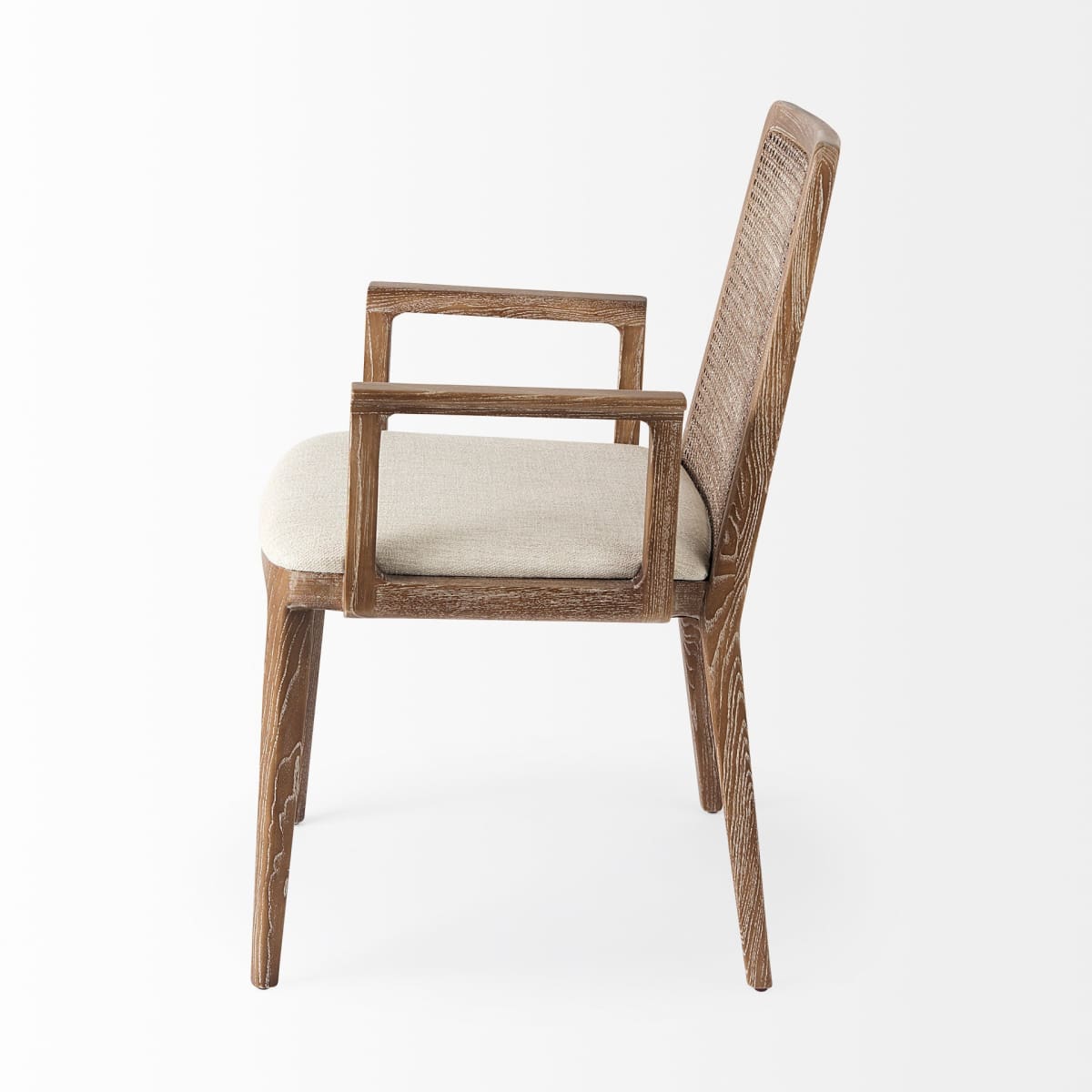 Clara Dining Chair Cream Fabric |Brown Wood (Armchair) - dining-chairs