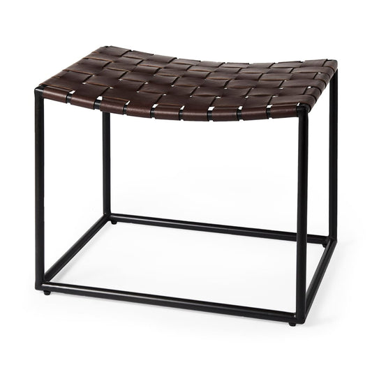 Clarissa Bench Brown Leather | Black Metal - benches