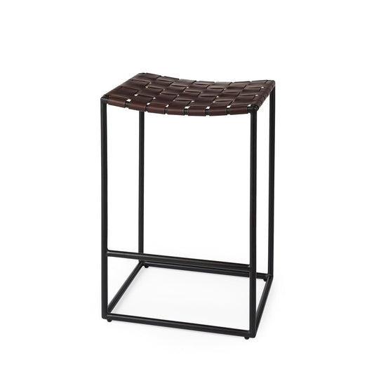 Clarissa Leather Seat Bar Counter Stool Brown Leather | Black Metal | Counter - bar-stools
