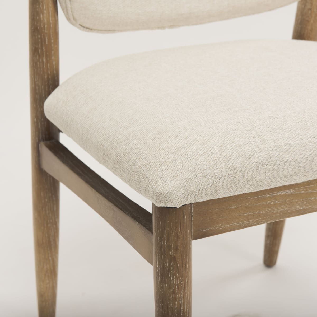 Cline Dining Chair Cream Fabric | Brown Wood - dining-chairs