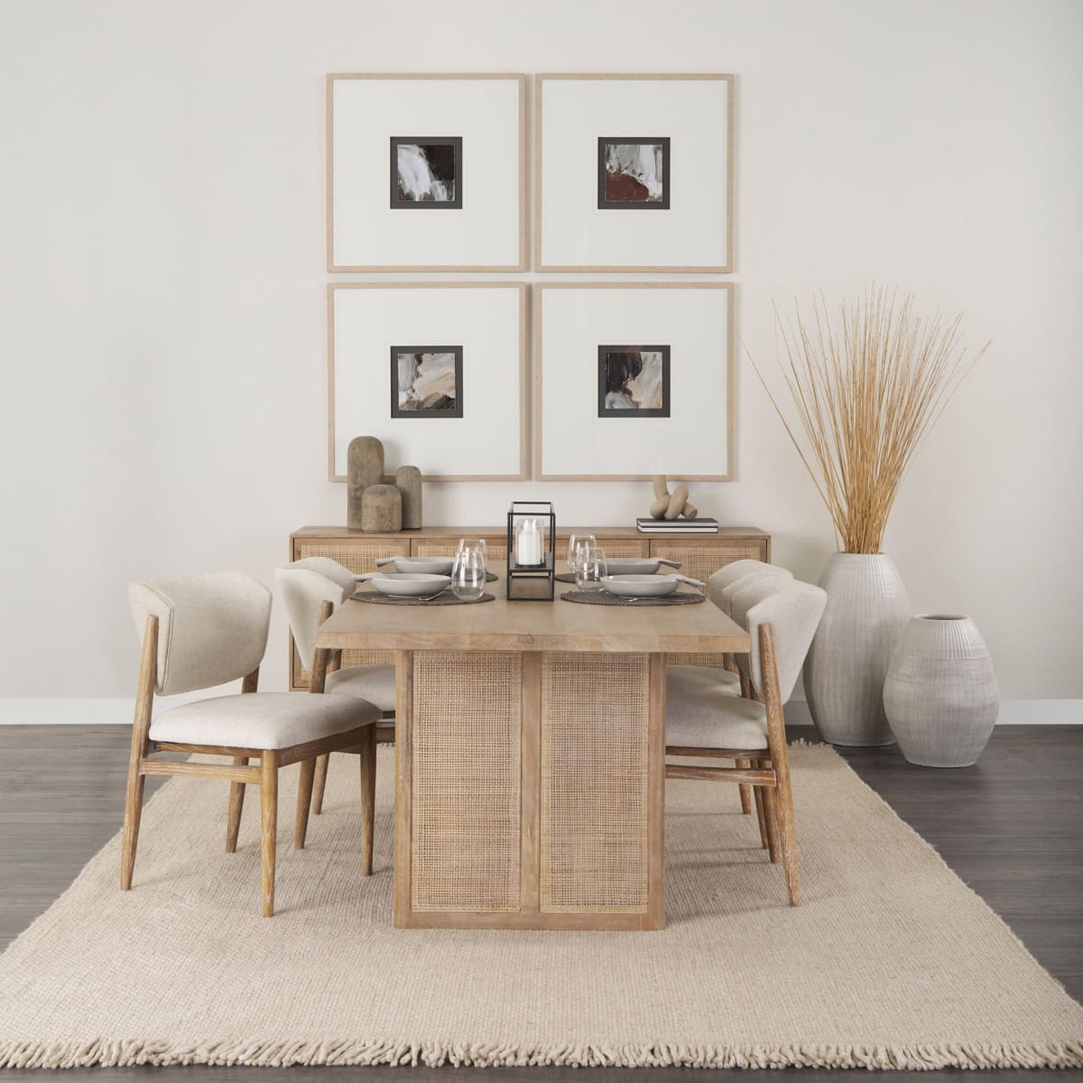 Cline Dining Chair Cream Fabric | Brown Wood - dining-chairs