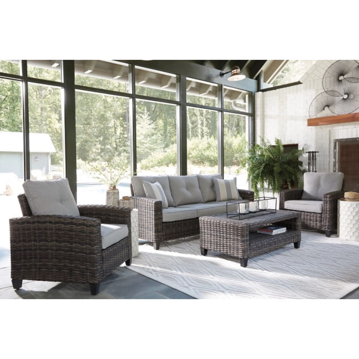 Cloverbrooke 4-Piece Outdoor Conversation Set - Outdoor Sofa