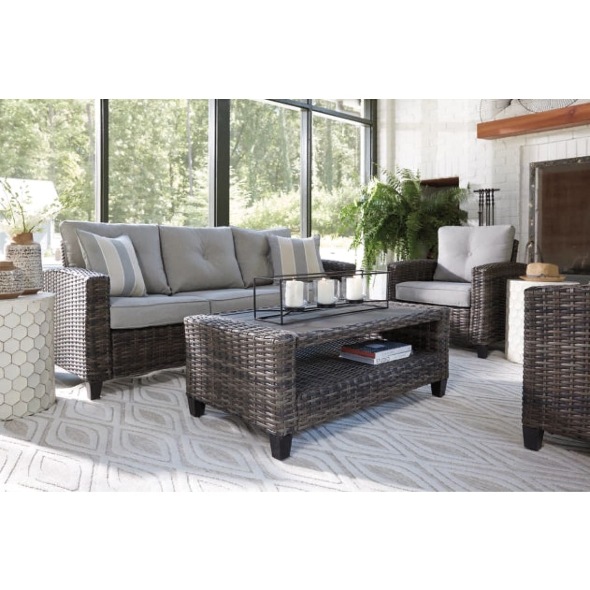Cloverbrooke 4-Piece Outdoor Conversation Set - Outdoor Sofa