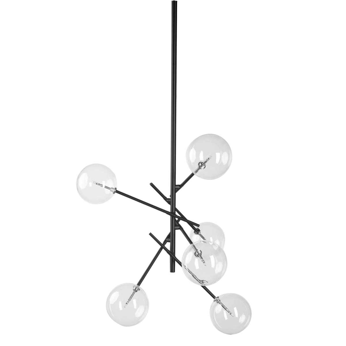 Cody Chandelier Black Metal | Glass Globe - chandeliers