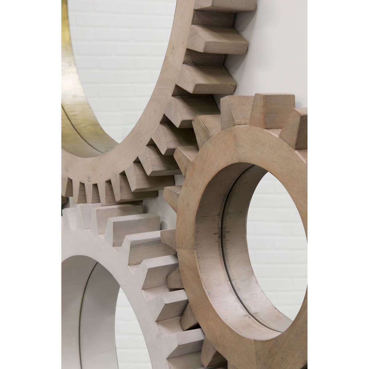 Cog Wall Mirror Sterling White Wood | 26 | Sterling - wall-mirrors-grouped