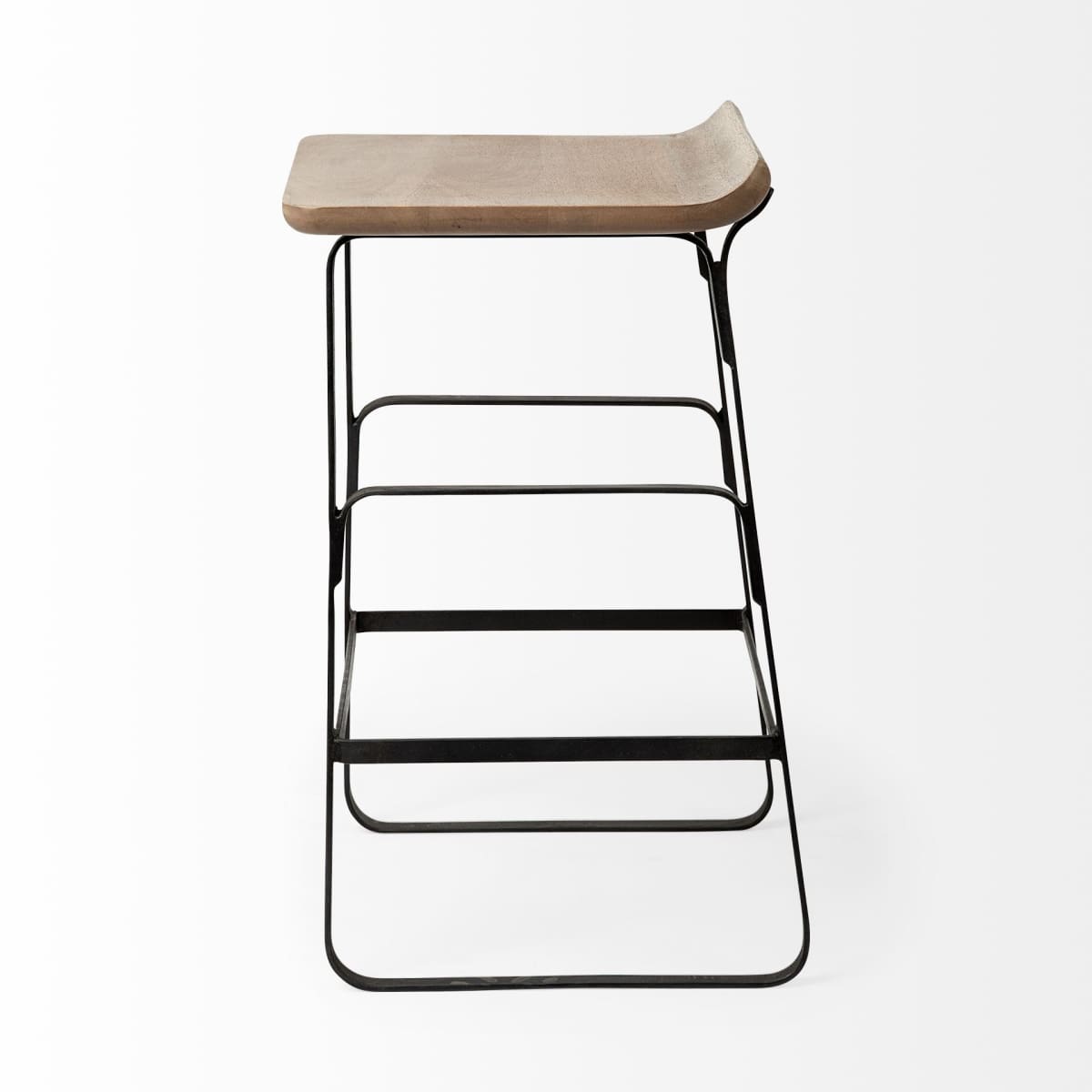 Conan Metal Seat Bar Counter Stool Brown Wood | Black Metal | Counter - bar-stools