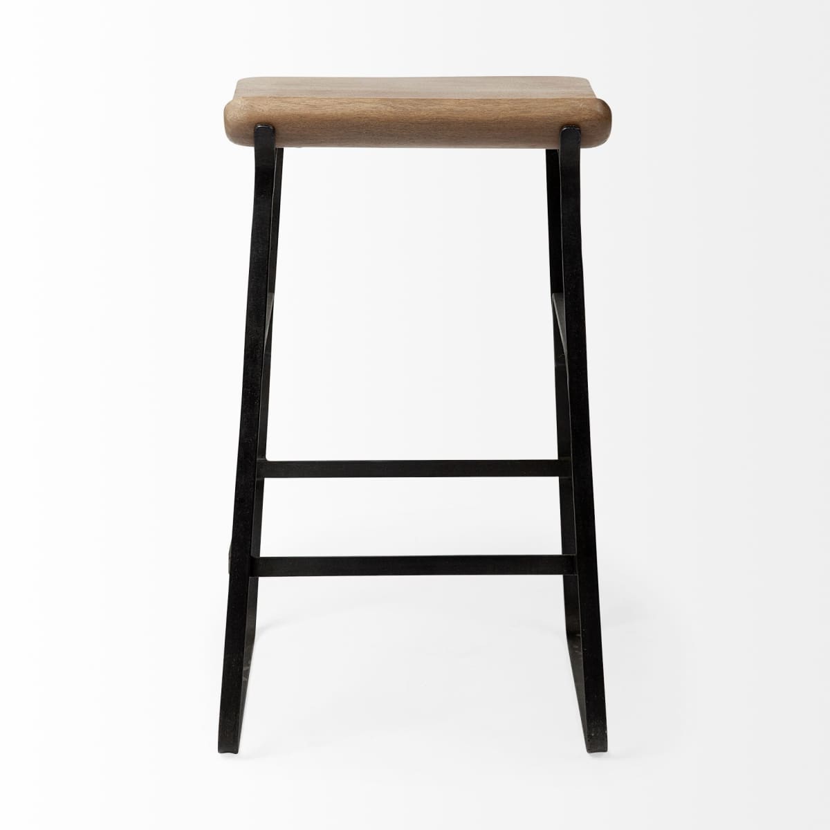 Conan Metal Seat Bar Counter Stool Brown Wood | Black Metal | Counter - bar-stools