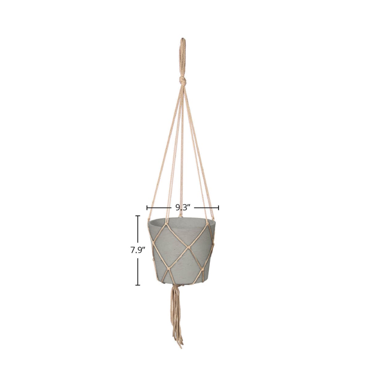 Craft Medium Hanging Pot With Netting - Cement Grey - lh-import-vases