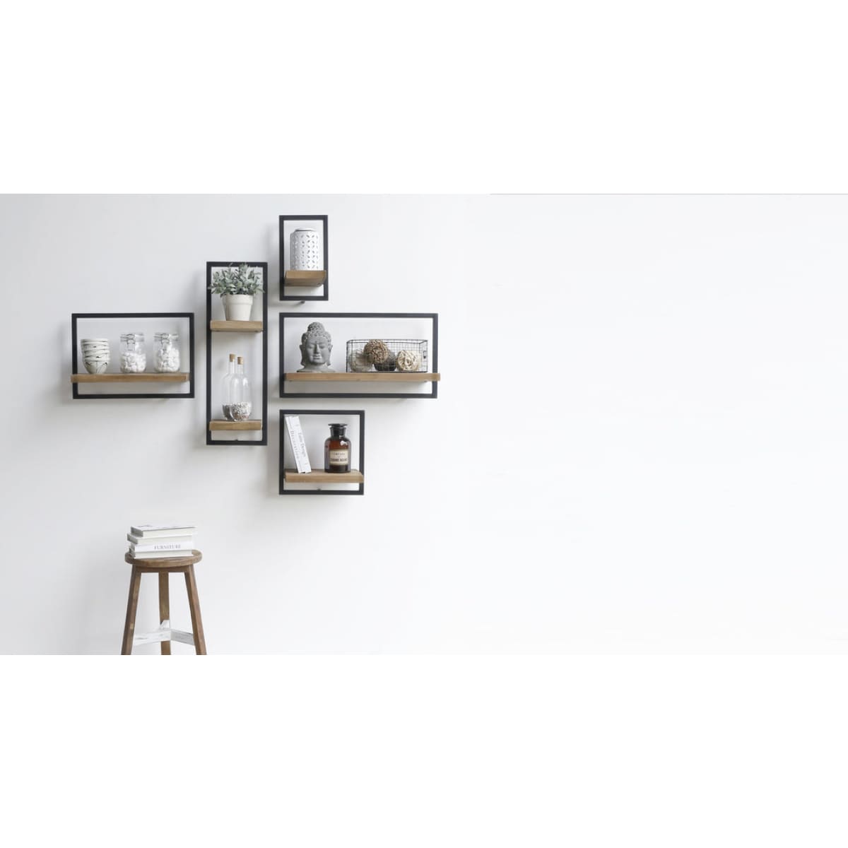 D-Bodhi Metal Frame Wall Box- Natural Type B - lh-import-shelving-storage
