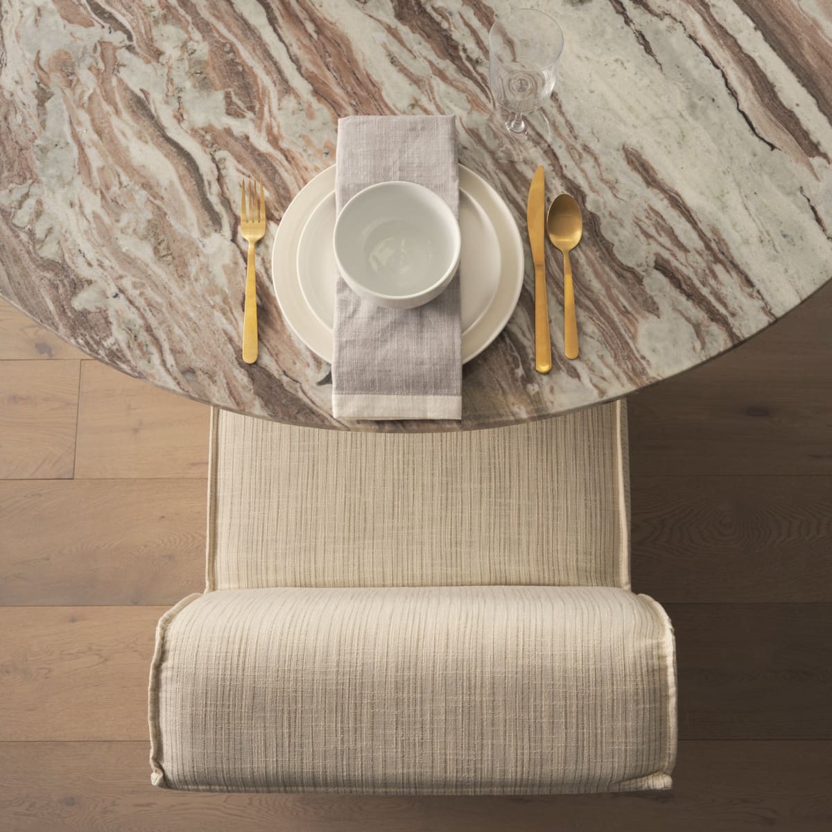 Damon Dining Chair Cream with Taupe Stripe Fabric - dining-chairs