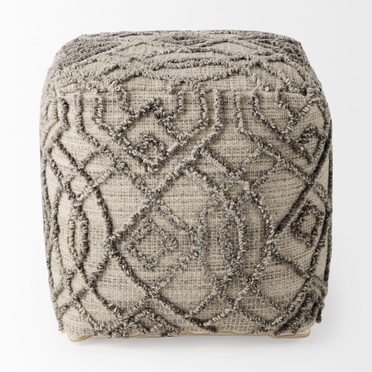 Dayita Pouf Gray Wool - poufs