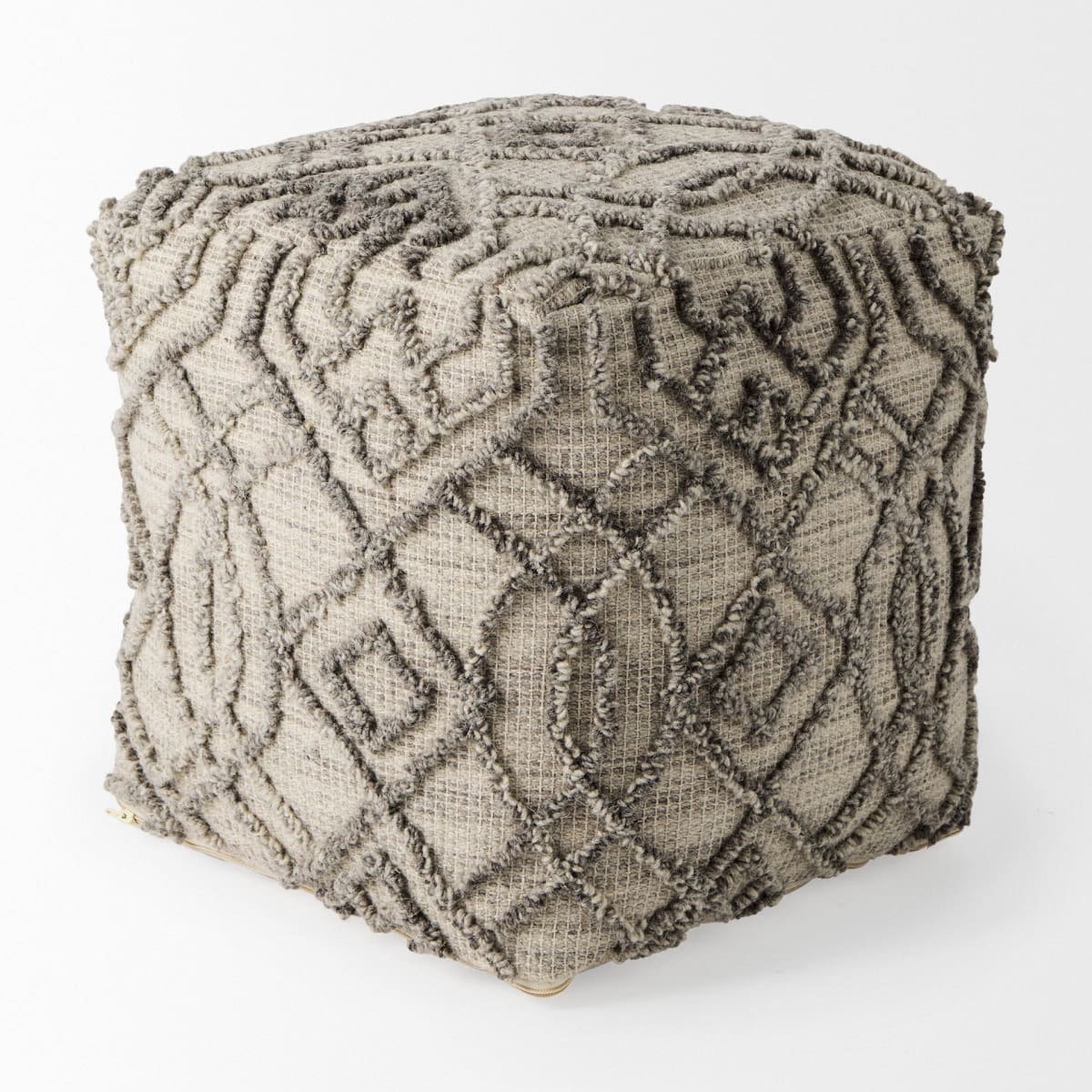 Dayita Pouf Gray Wool - poufs