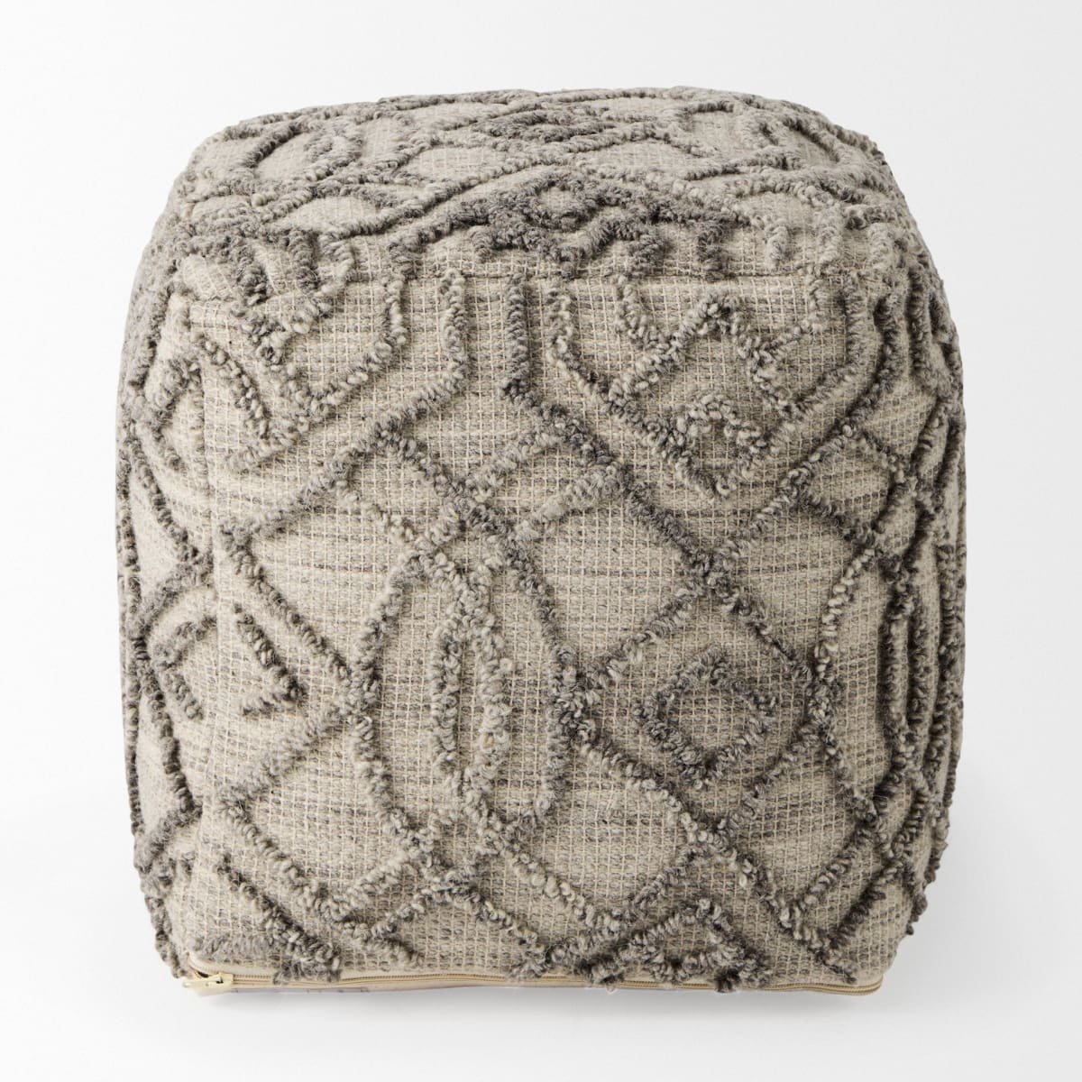 Dayita Pouf Gray Wool - poufs