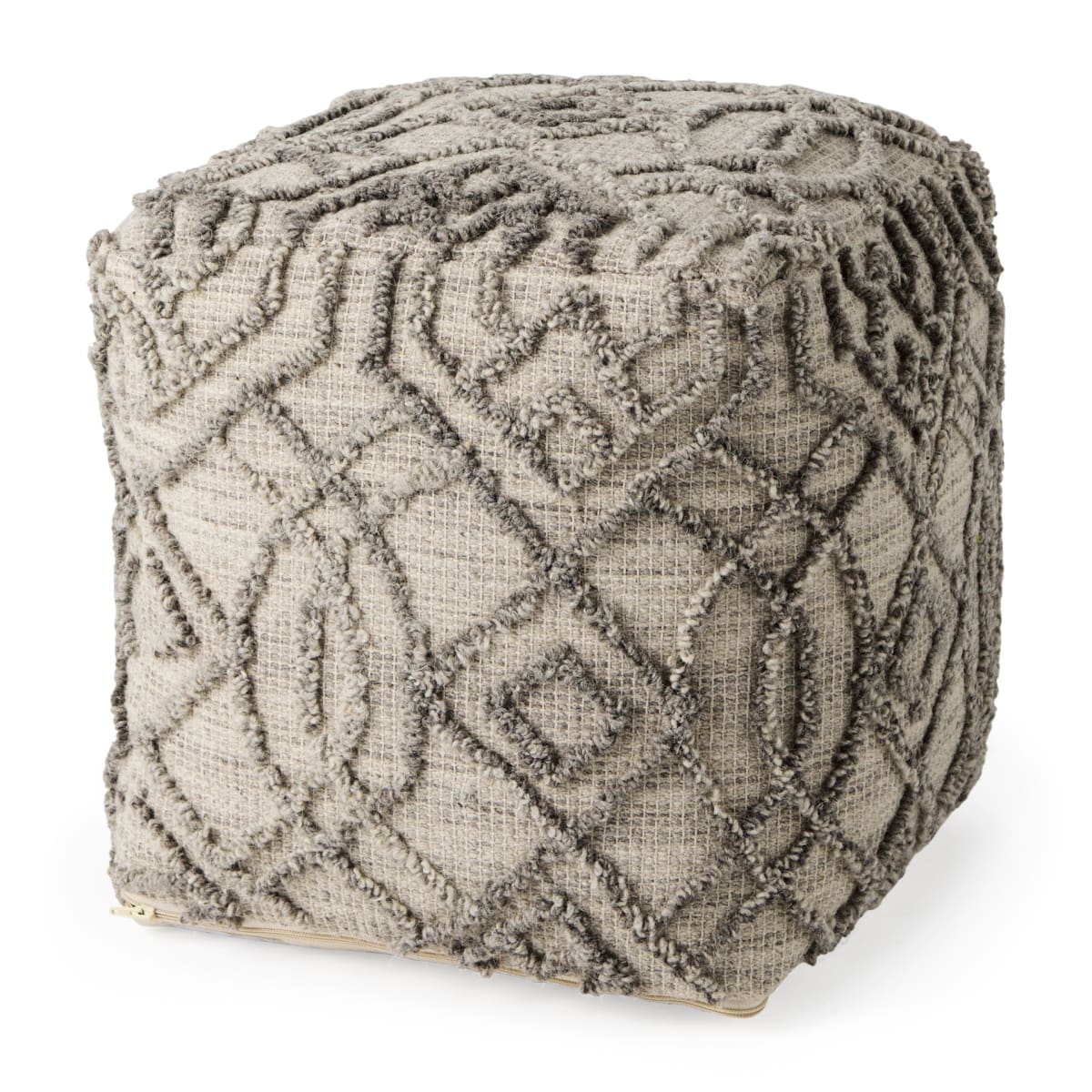 Dayita Pouf Gray Wool - poufs