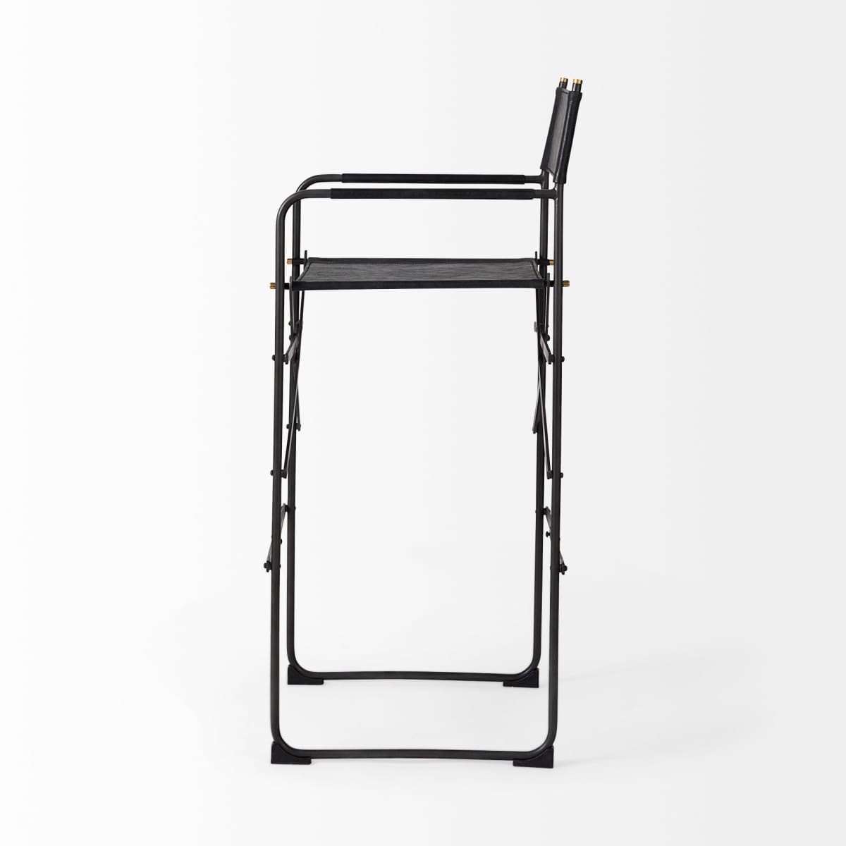 Direttore Bar Counter Stool Black Leather | Black Iron | Bar - bar-stools