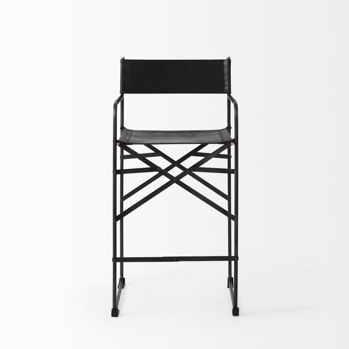 Direttore Leather Seat Bar Counter Stool Black Leather | Black Iron | Counter - bar-stools