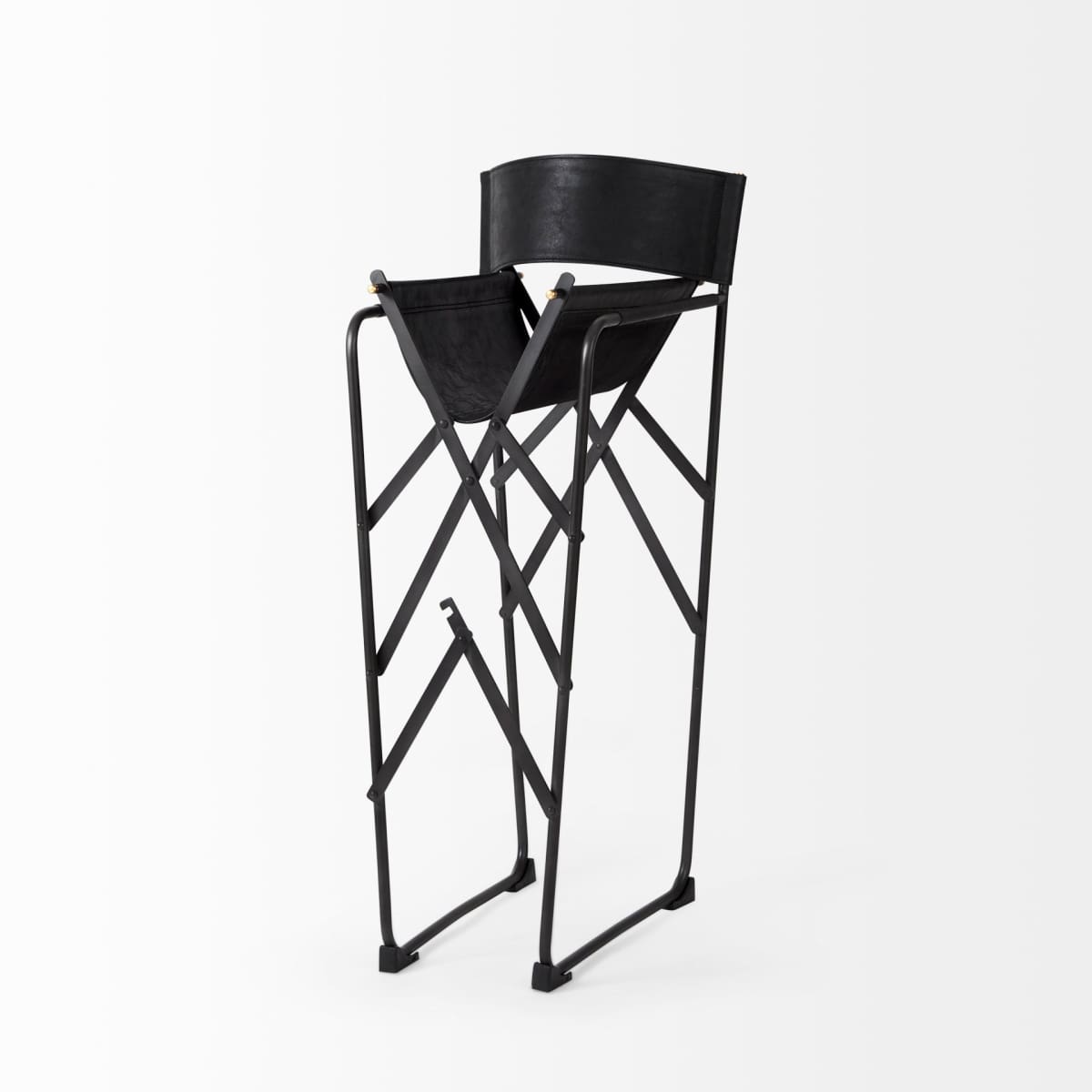Direttore Leather Seat Bar Counter Stool Black Leather | Black Iron | Counter - bar-stools