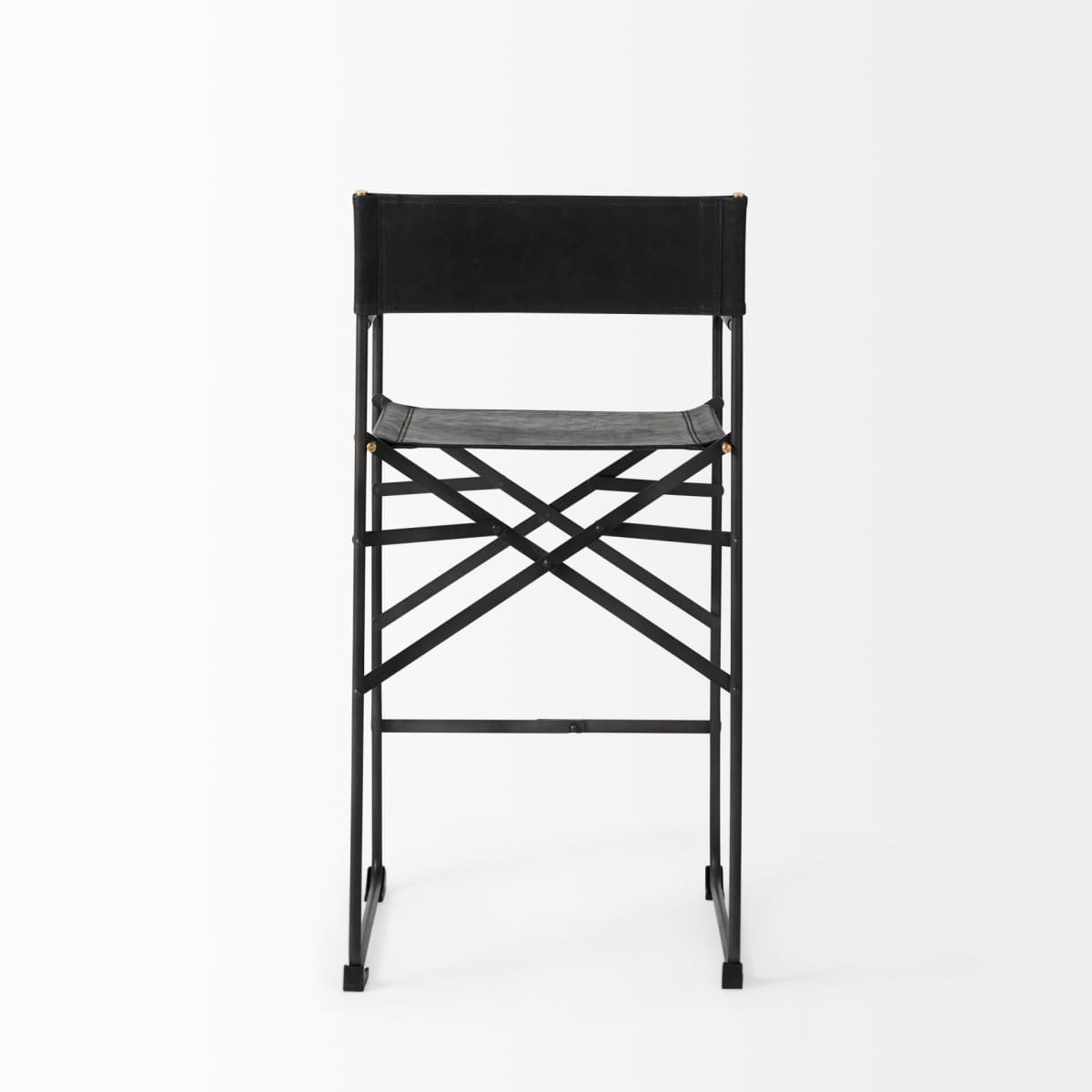 Direttore Leather Seat Bar Counter Stool Black Leather | Black Iron | Counter - bar-stools