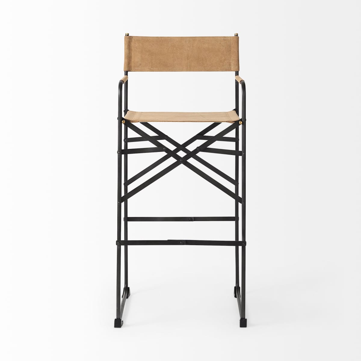 Direttore Leather Seat Bar Counter Stool Brown Leather | Black Iron | Bar - bar-stools