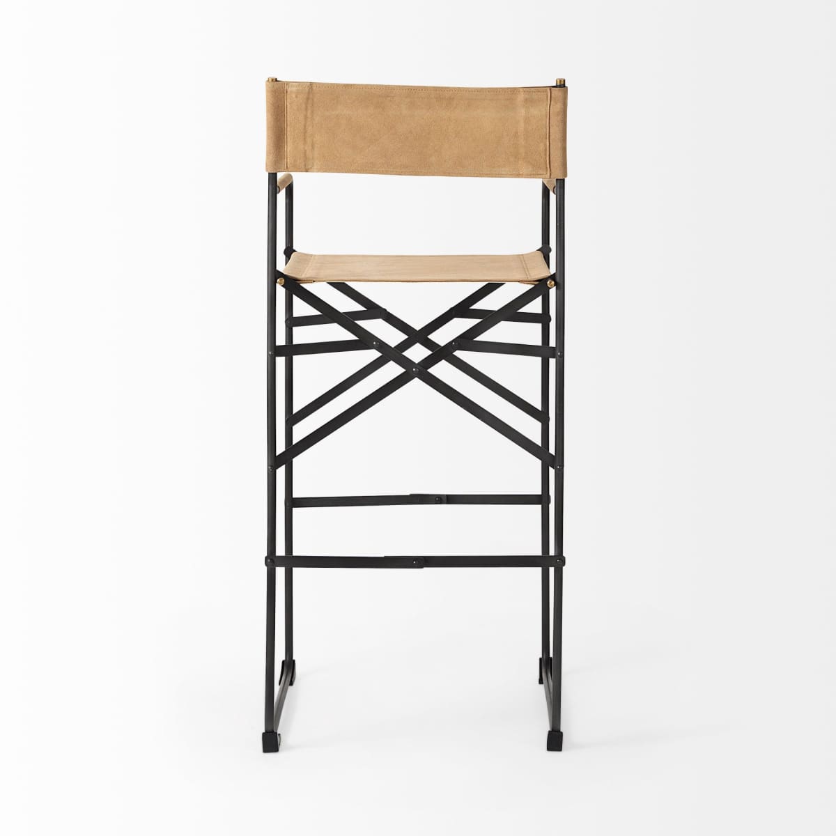 Direttore Leather Seat Bar Counter Stool Brown Leather | Black Iron | Bar - bar-stools