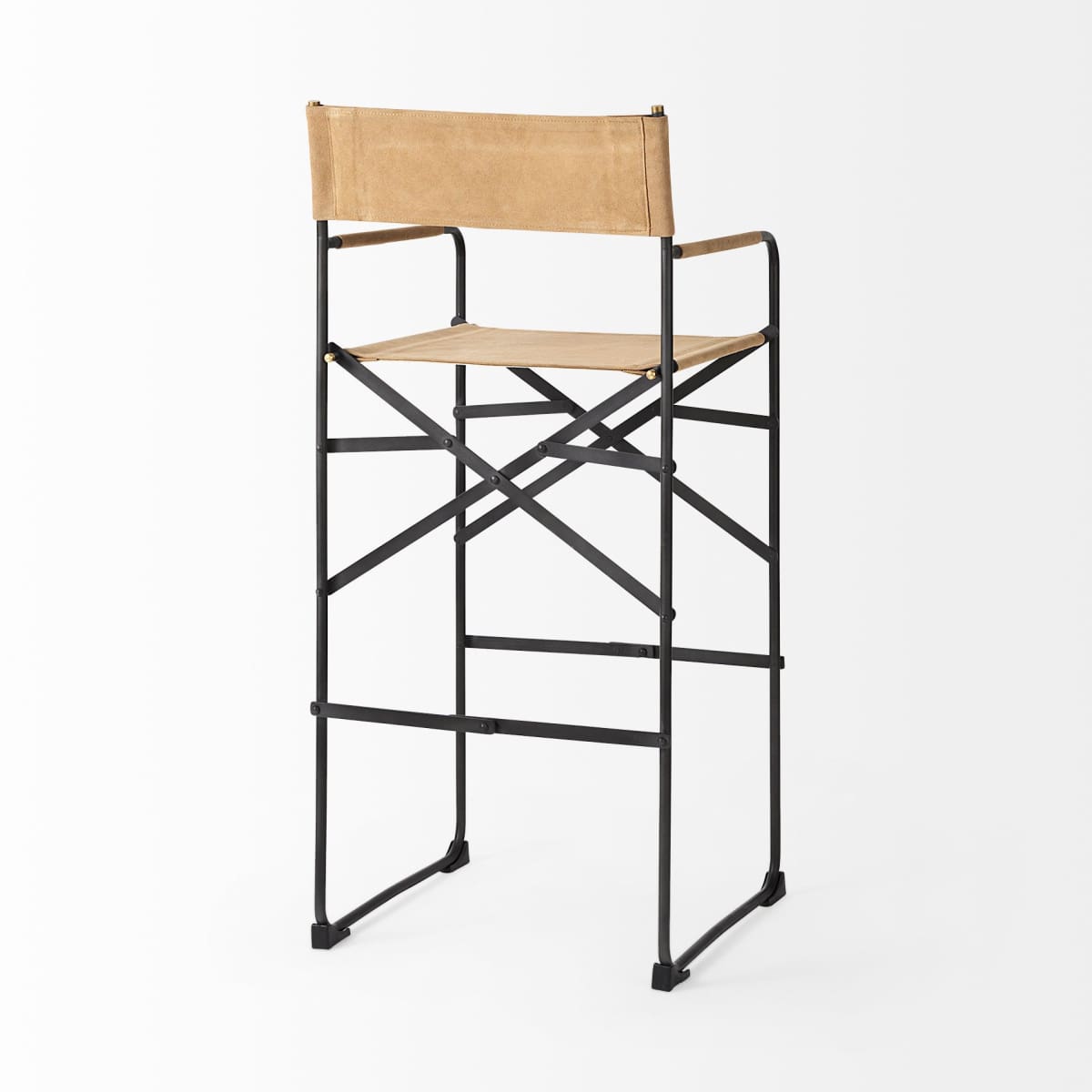 Direttore Leather Seat Bar Counter Stool Brown Leather | Black Iron | Bar - bar-stools