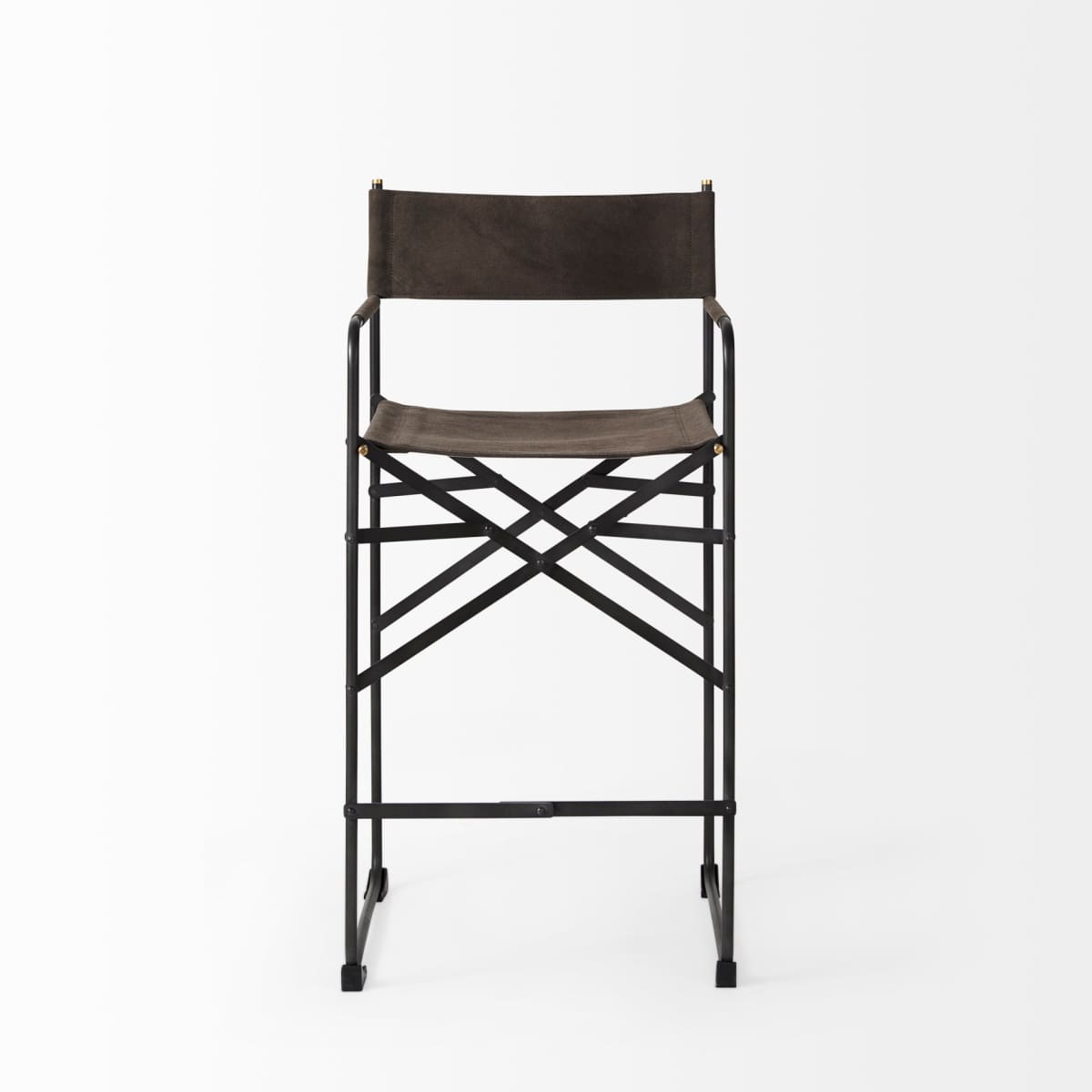 Direttore Upholstered Seat Bar Counter Stool Brown/Gray Suede | Black Metal | Counter - bar-stools