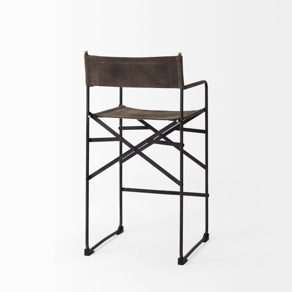 Direttore Upholstered Seat Bar Counter Stool Brown/Gray Suede | Black Metal | Counter - bar-stools