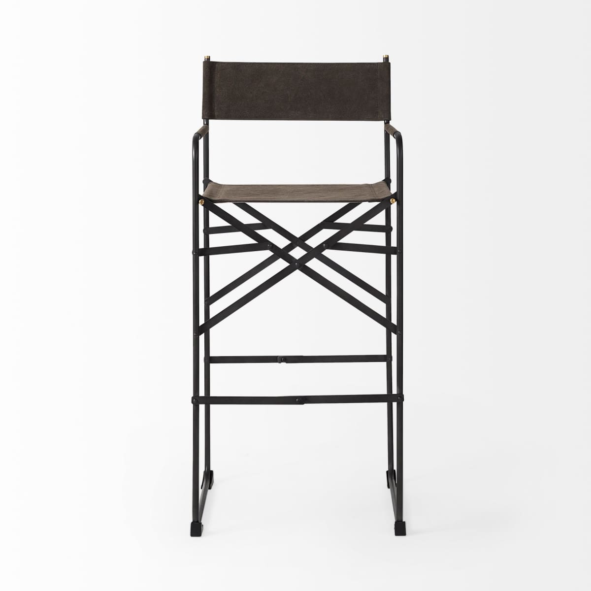 Direttore Upholstered Seat Bar Counter Stool Brown/Gray Suede | Black Metal | Bar - bar-stools