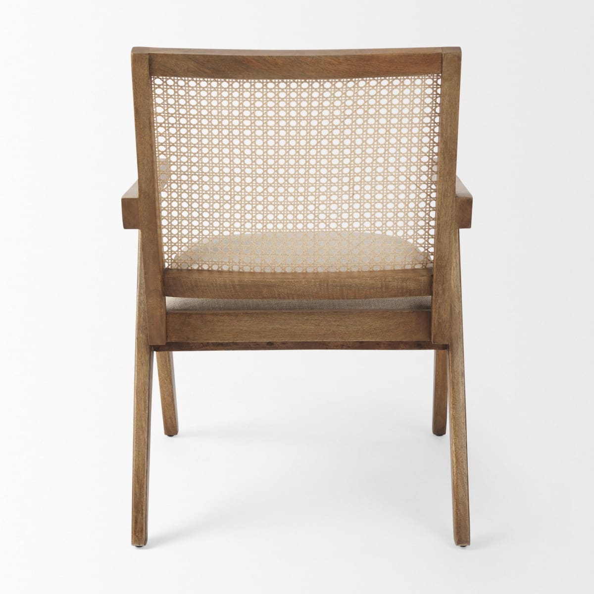 Donna Accent Chair Light Brown Wood | Cane Back | Beige Upholstery - accent-chairs