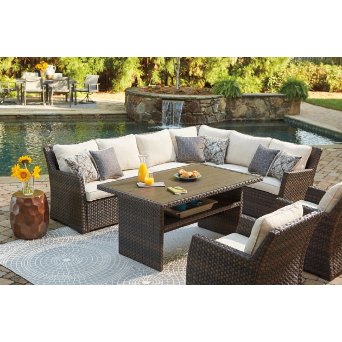 Easy Isle 3-Piece Sofa Sectional/Chair - 104 W x 80.5 D x 33.75 H - Outdoor Sofa