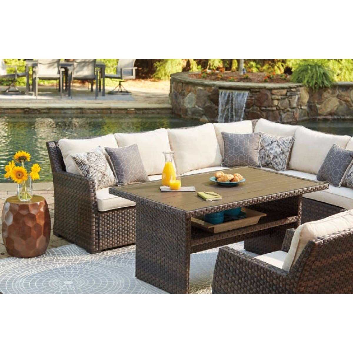 Easy Isle 3-Piece Sofa Sectional/Chair - 104 W x 80.5 D x 33.75 H - Outdoor Sofa