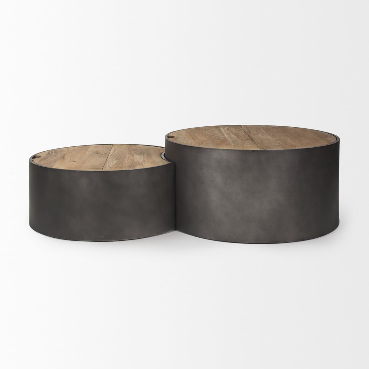 Eclipse Coffee Table Gunmetal Gray | Brown Wood - coffee-tables
