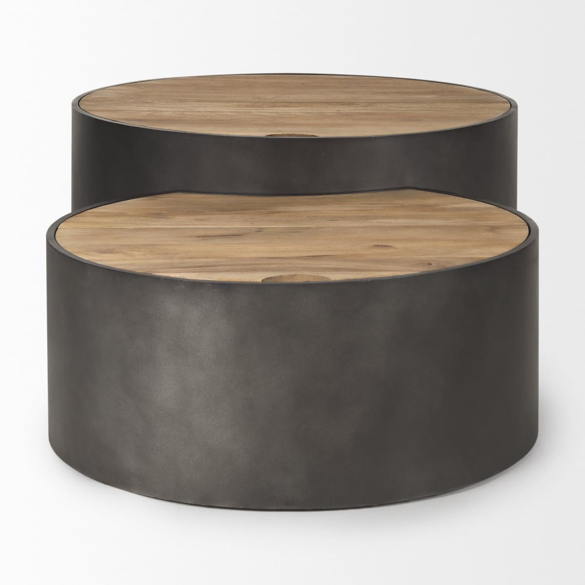 Eclipse Coffee Table Gunmetal Gray | Brown Wood - coffee-tables