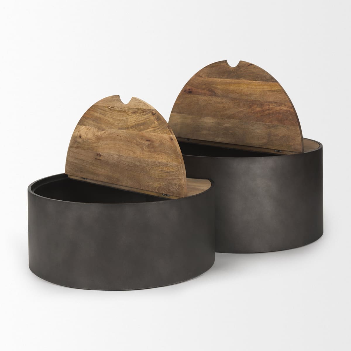 Eclipse Coffee Table Gunmetal Gray | Brown Wood - coffee-tables