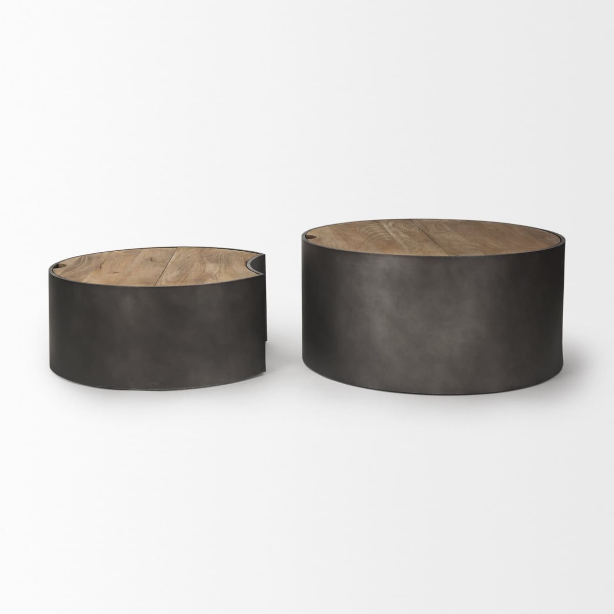 Eclipse Coffee Table Gunmetal Gray | Brown Wood - coffee-tables