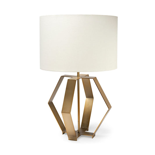 Edwards Table Lamp Gold Metal | Cream Shade - table-lamps
