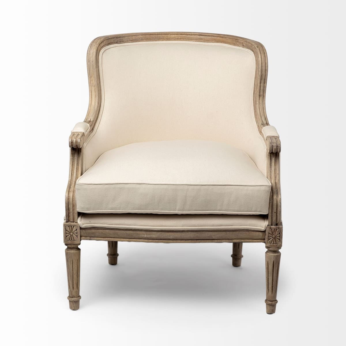 Elizabeth Accent Chair Cream Fabric | Brown Wood - accent-chairs