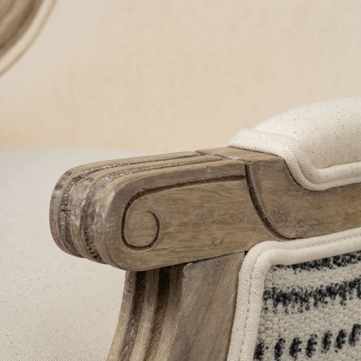 Elizabeth Accent Chair Cream Fabric | Brown Wood - accent-chairs