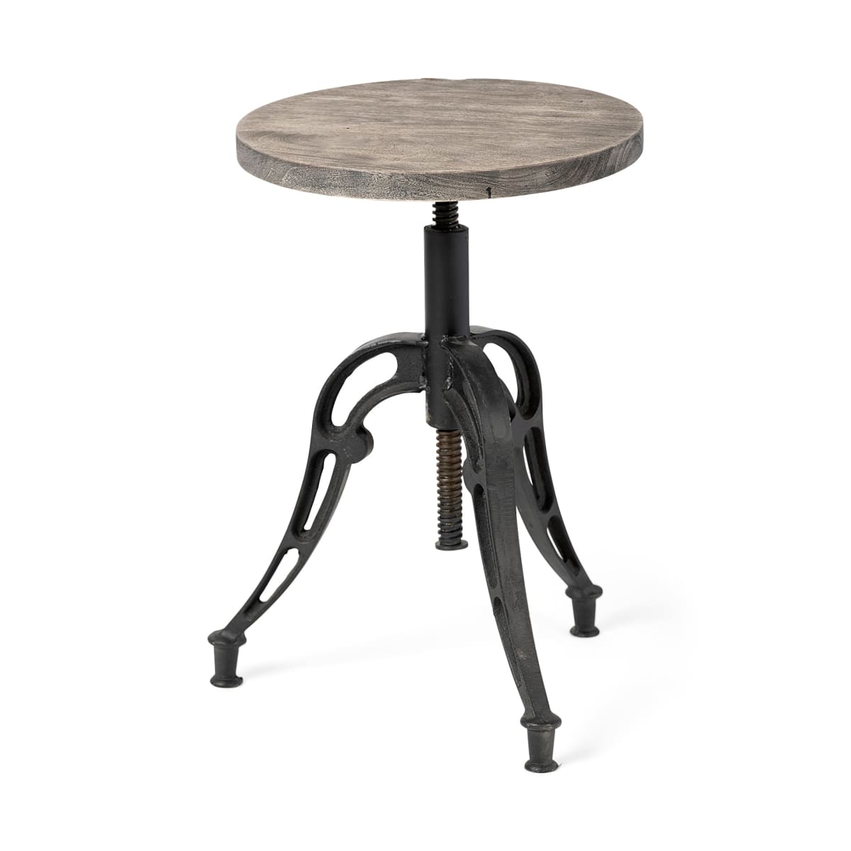 Emslie Wood Seat Bar Counter Stool Brown Wood | Black Metal - bar-stools