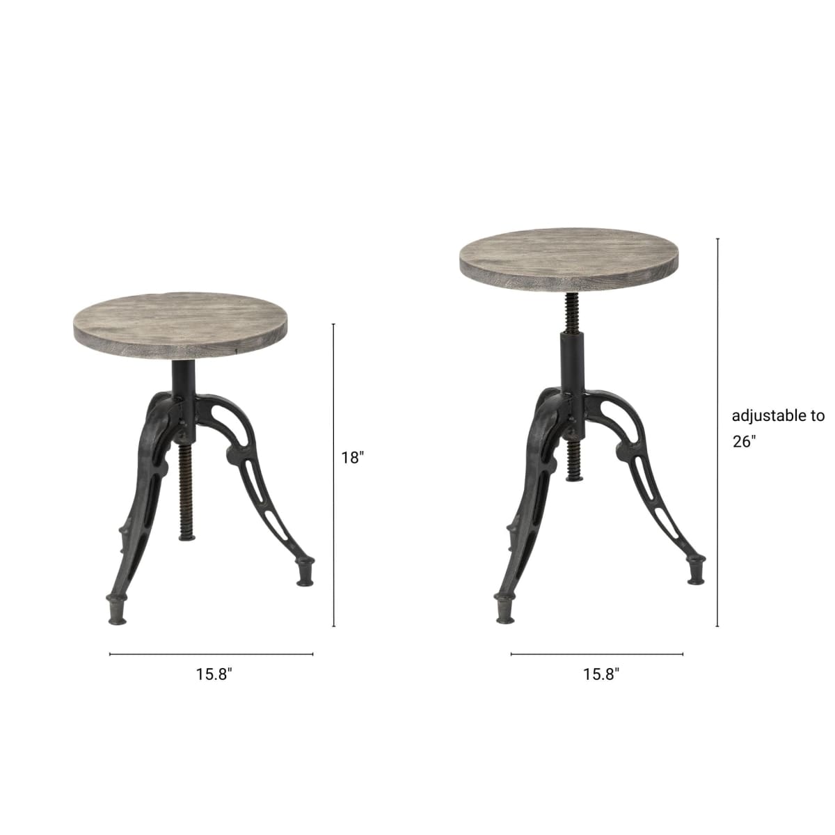 Emslie Wood Seat Bar Counter Stool Brown Wood | Black Metal - bar-stools