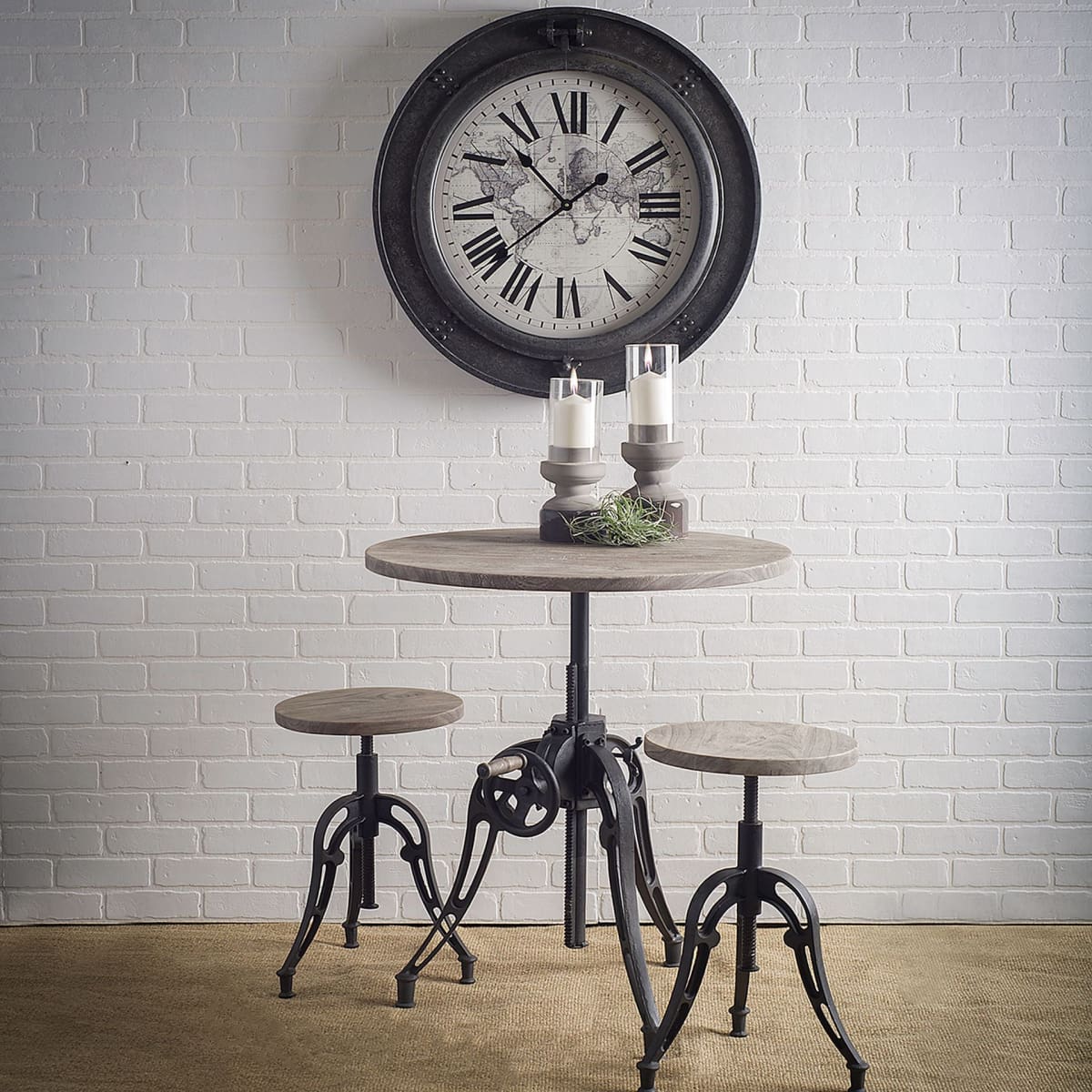 Emslie Wood Seat Bar Counter Stool Brown Wood | Black Metal - bar-stools