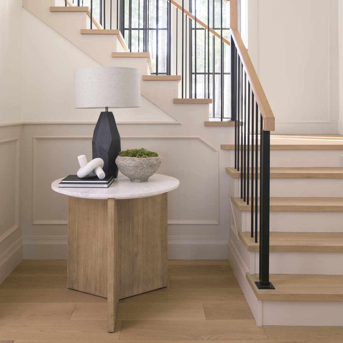 Enzo Accent Table Marble | Light Brown Wood - accent-tables