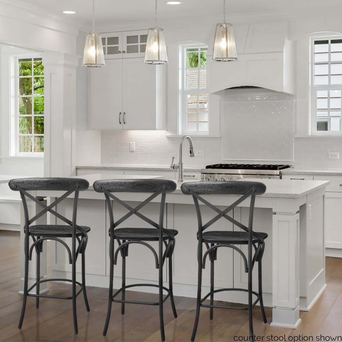 Etienne Wood Seat Bar Counter Stool Black Wood | Black Metal | Bar - bar-stools