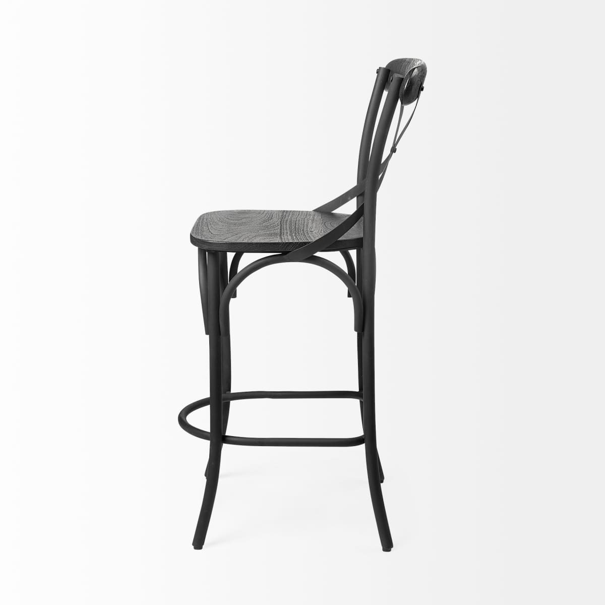 Etienne Wood Seat Bar Counter Stool Black Wood | Black Metal | Counter - bar-stools