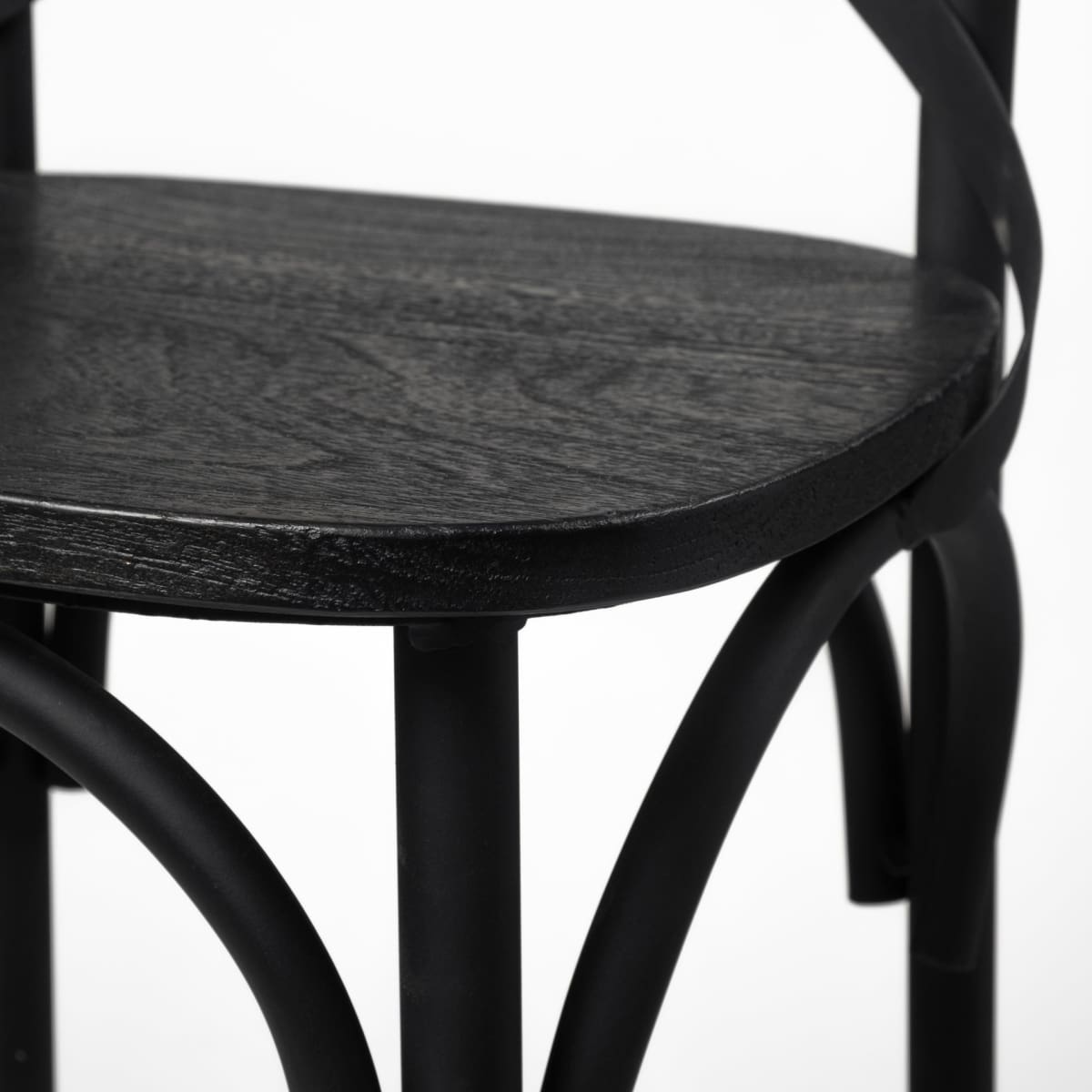 Etienne Wood Seat Bar Counter Stool Black Wood | Black Metal | Counter - bar-stools